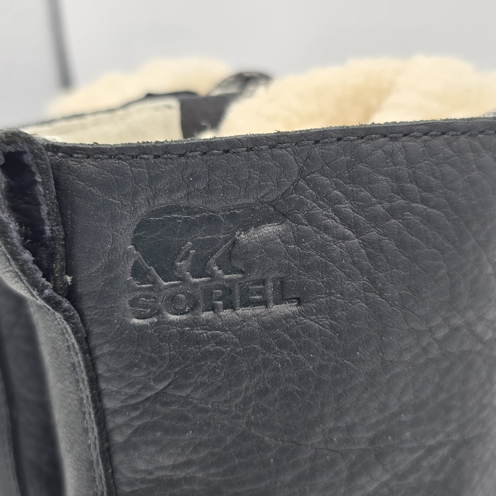 Sorel Emelie Short Lace-Up Cozy Waterproof Leather Boots, Women's 9, Black - Picture 6 of 16